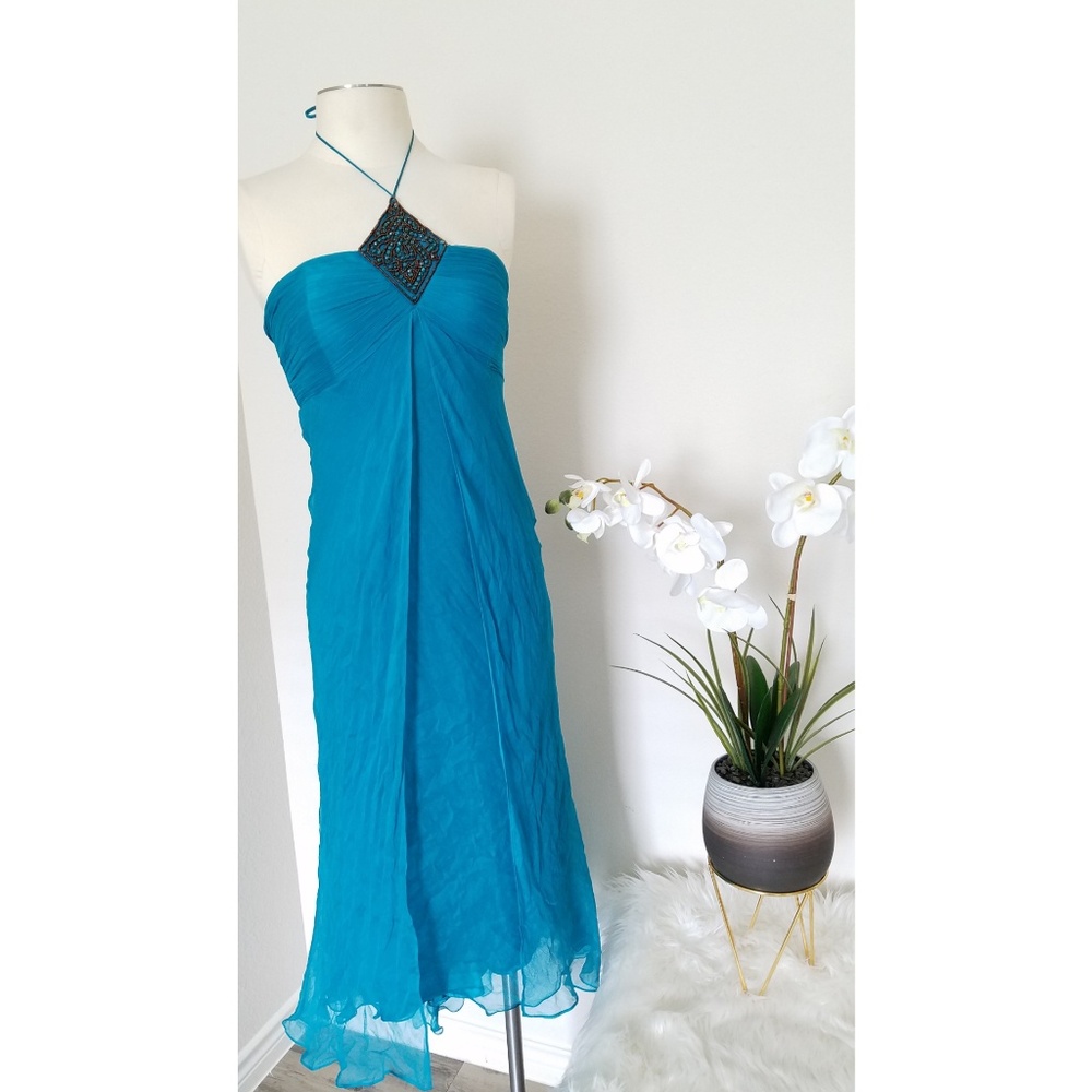 Laundry by Shelli Segal Aqua Silk HighLow Dress s4